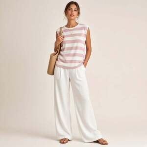 Sanctuary Blush Pink White Wide Stripe Sleeveless Muscle Tee Top Women's S